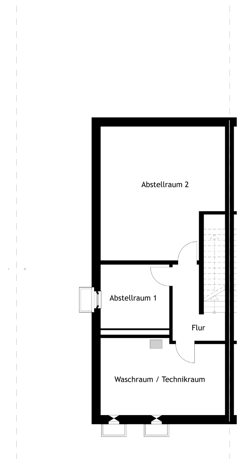 Grundriss Untergeschoss, linke Haushälfte