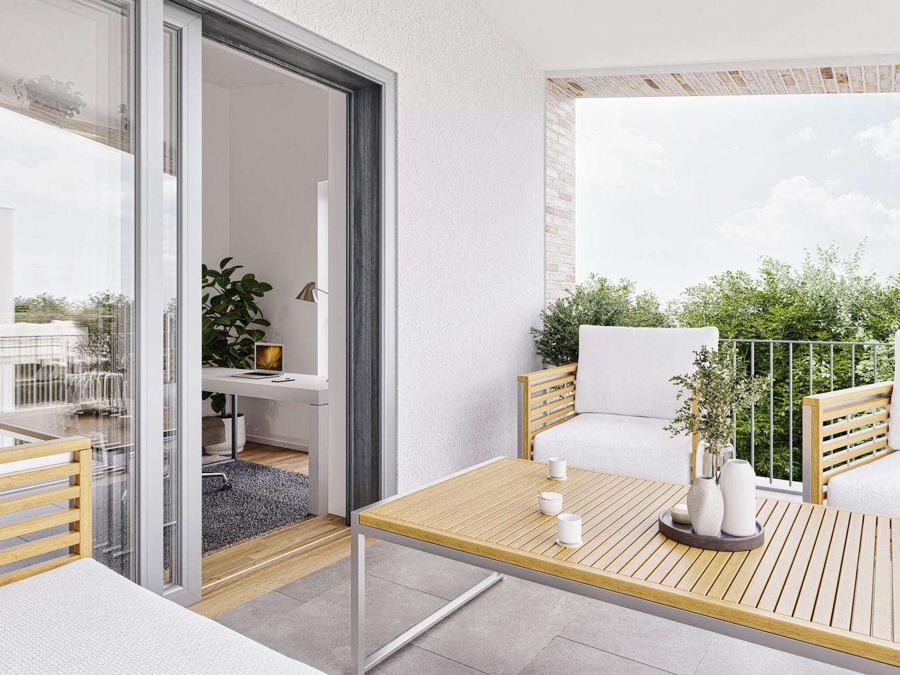 Überdachte Terrasse im zweiten Obergeschoss